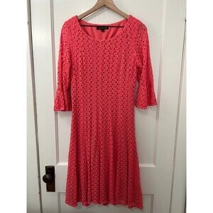 Chris McLaughlin Coral Fit & Flare Crochet Lined Dress - Women's 12